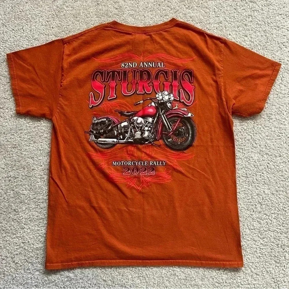 Sturgis 82nd Annual Sturgis Motorcycle T-Shirt Size Large Burnt Orange - Picture 1 of 9